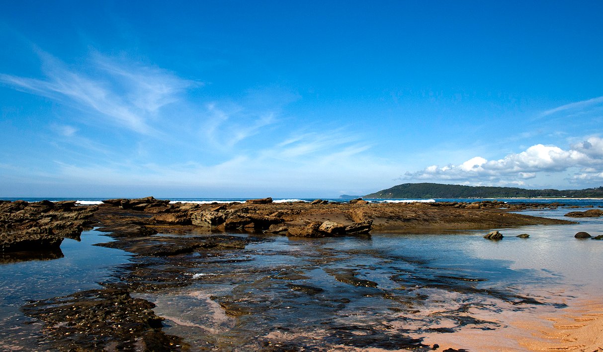 Blue Bay and Toowoon Bay area on the NSW Central Coast, showing the sheltered coastline